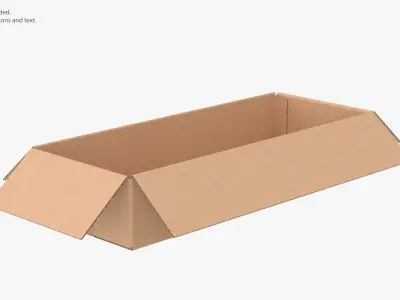 Cardboard Box 50x20x10 Open 3D model