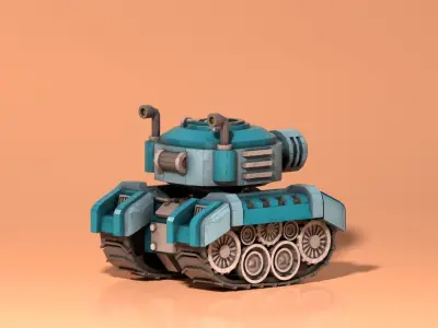 Stylized Mini Tank Low-poly 3D model