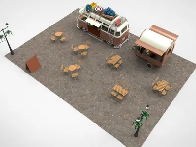 Set Food coffee street cafe Low-poly 3D model