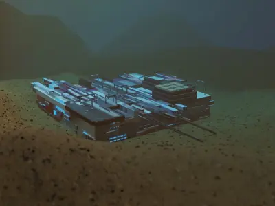 Scifi Base for Games LowPoly High Quality 3D model