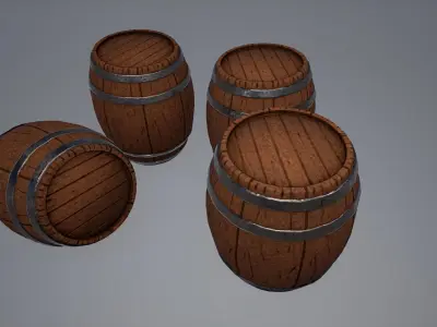 Low Poly Barrel wooden Low-poly 3D model
