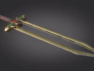 Stylized Medieval Sword melee weapon game ready Low-poly 3D model 5