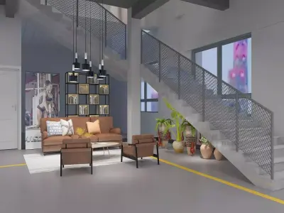 Gym with Reception and Patio 3D model