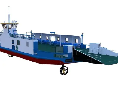 car ferry boat version-2- Low-poly 3D model