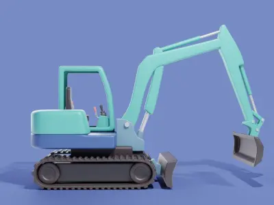 Cartoon Excavator Machinery Low-poly 3D model