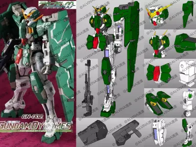 Dynames Gundam Armor - DIY Cosplay Pepakura Foam Template Low-poly 3D model