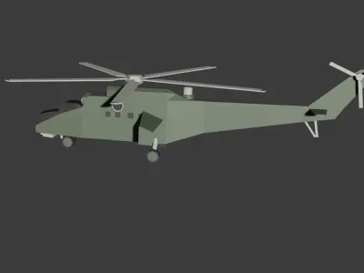 Mi-24 military helicopter Low-poly 3D model