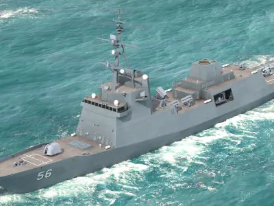 FFGX Frigate with Helicopter 3D model