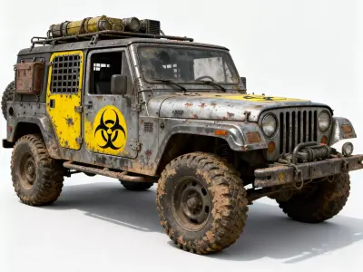 Post Apocalyptic Off Road Jeep 3D Model V04 Low-poly 3D model