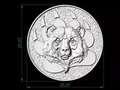 Angry Bear Paw Pendant  Wildlife Animal Jewelry bear head  3D print model