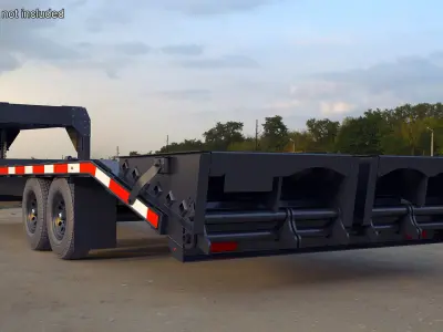 Flat Bed Gooseneck Pickup Trailer 3D model