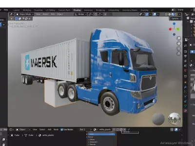 International AeroStar with Semi-Trailer Container 3D model
