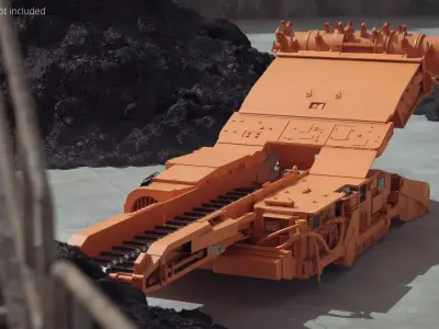 Underground Miner Vehicle for Tunnel Excavation Orange Rigged 3D model