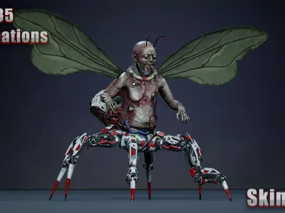 Fantasy Cyborg - Mosquito Low-poly 3D model