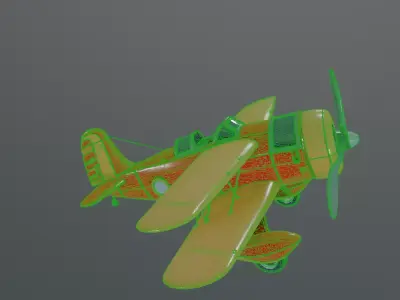 retro biplane 3D model