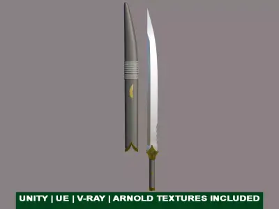 Sword 05 Game-Ready PBR Unity UE Arnold V-Ray Textures Included Low-poly 3D model