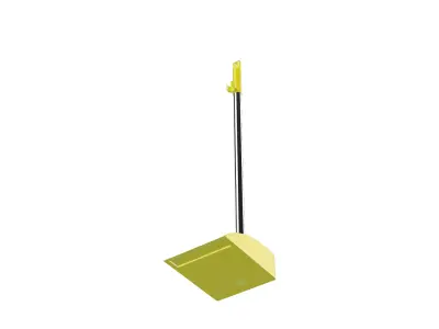 Modern Flat Dustpan with Long Metal Handle Free 3D model