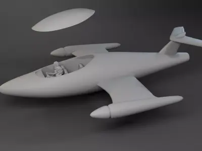 Wonder Woman Invisible Jet - Vehicle and 2 Seated Figures 3D print model