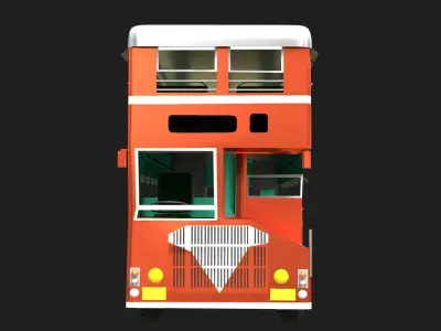 Double Decker Bus of Mumbai City Low-poly 3D model