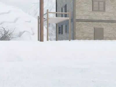 Snowy Mountain Village 3D model 7