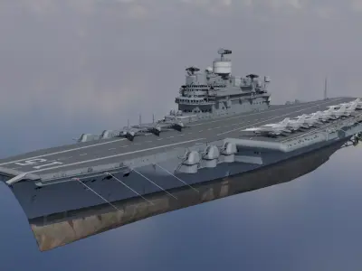 ship and Aircraft Low-poly 3D model