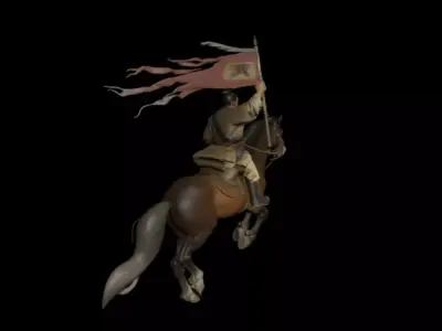 Flag  war horse 3D model