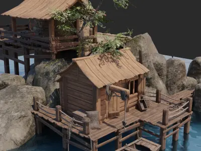 Gameready Moduler Sea Tower  Low-poly 3D model