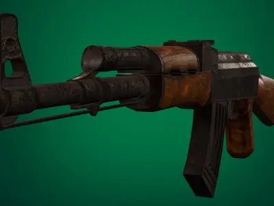 High Quality Optimised Hardsurface Lowpoly AK-47 Low-poly 3D model