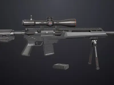 Sniper Rifle 06 Black Generic All PBR Unity UE Textures Low-poly 3D model