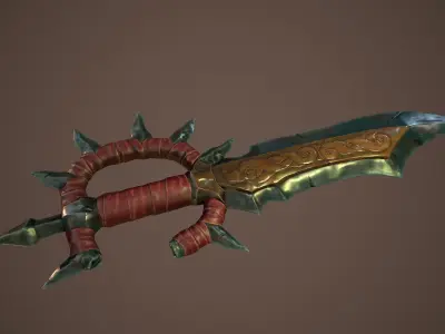 Stylized goblin dagger game ready PBR low-poly Free low-poly 3D model