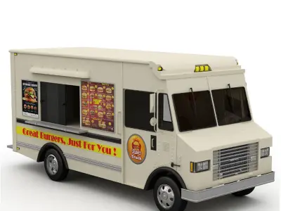 Hot Dog and Two Burger Trucks 3D model