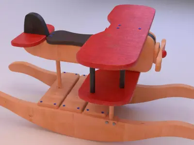 Wooden Rocking Airplane 3D model