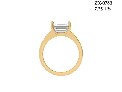 Emerald Solitaire Ring 3D print model 37