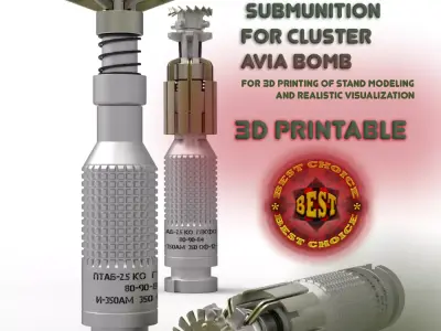 Submunition for cluster avia bomb  PTAB 2 5 KO 3Dprintable  3D model
