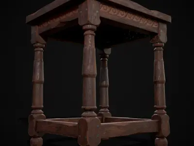 Medieval Antique End Table Low-poly 3D model