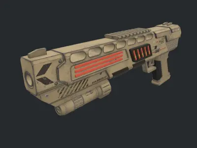 Fun PBR Pistol Low-poly 3D model
