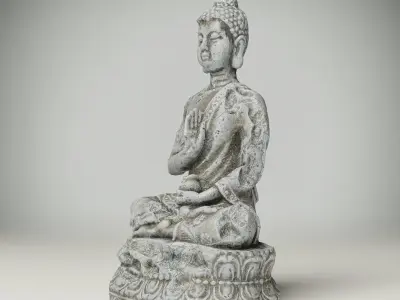 Statue of Buddha covered with frost and snow Low-poly 3D model Free low-poly 3D model