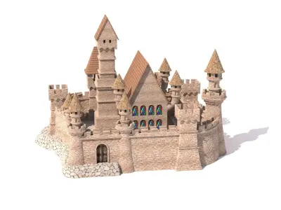 Burg castel Low-poly 3D model