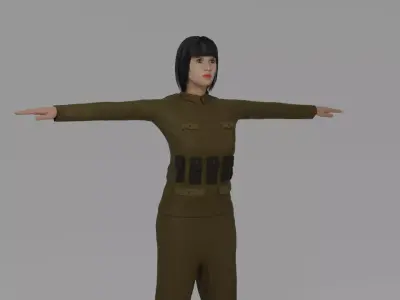 WWI Soldier Woman Low-poly 3D model