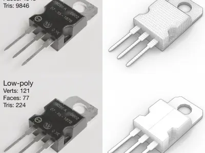 Transistor MOSFET Electronic Component High and  Low-poly 3D model
