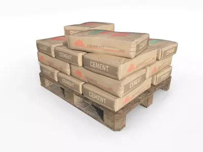 Pallet with Cement Bags Low-poly 3D model