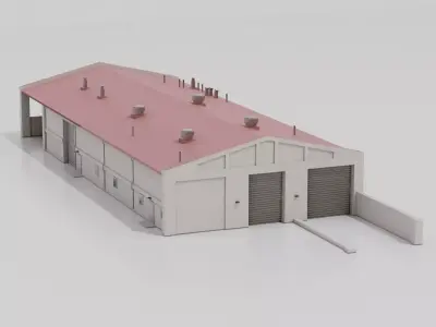 Warehouse Factory 1 Low-poly 3D model