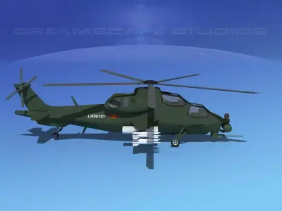 WZ-10 Attack Helicopter  Low-poly 3D model