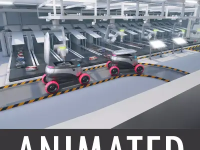 Warehouse robots Delivery Drone interior 3D model