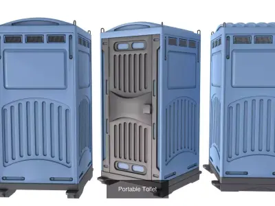 Portable Toilet and Portable Restroom Trailer 3D Model Pack