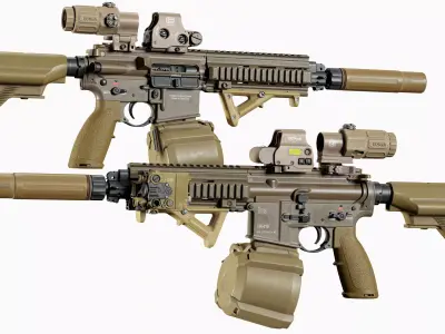 AR 15 Modular Tactical Assault Rifle HK416 Low-poly 3D model