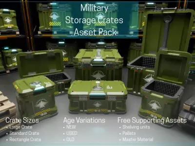 Military Storage Crates Asset Pack Low-poly 3D model