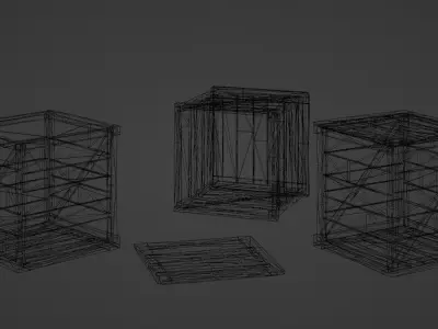 Medieval Wooden Crates Low-poly 3D model