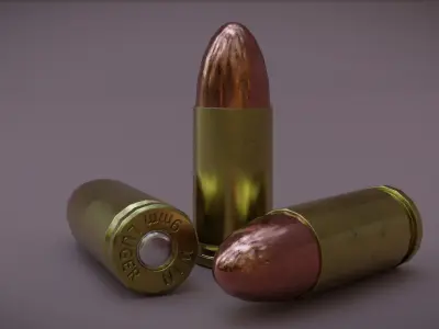9mm Luger Ammo Free Free low-poly 3D model