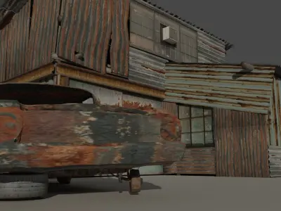 shanty garage decayed Low-poly 3D model